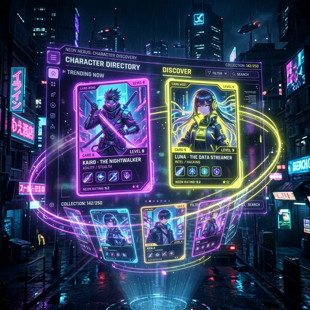 Zlvox Anime Finder Trading Cards UI